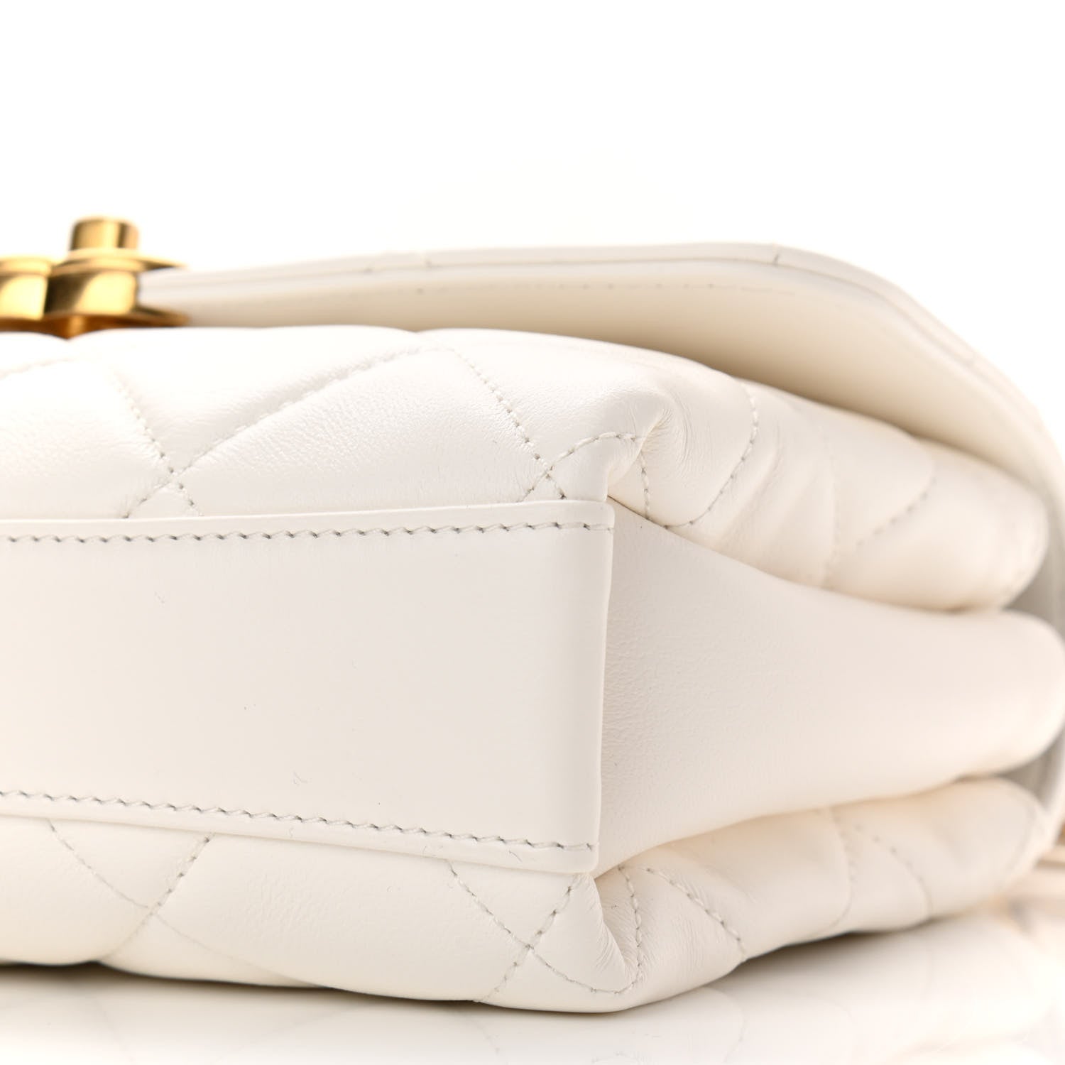 Chanel Lambskin Quilted Small CC Crystal Logo Chain Flap White 10 of 11