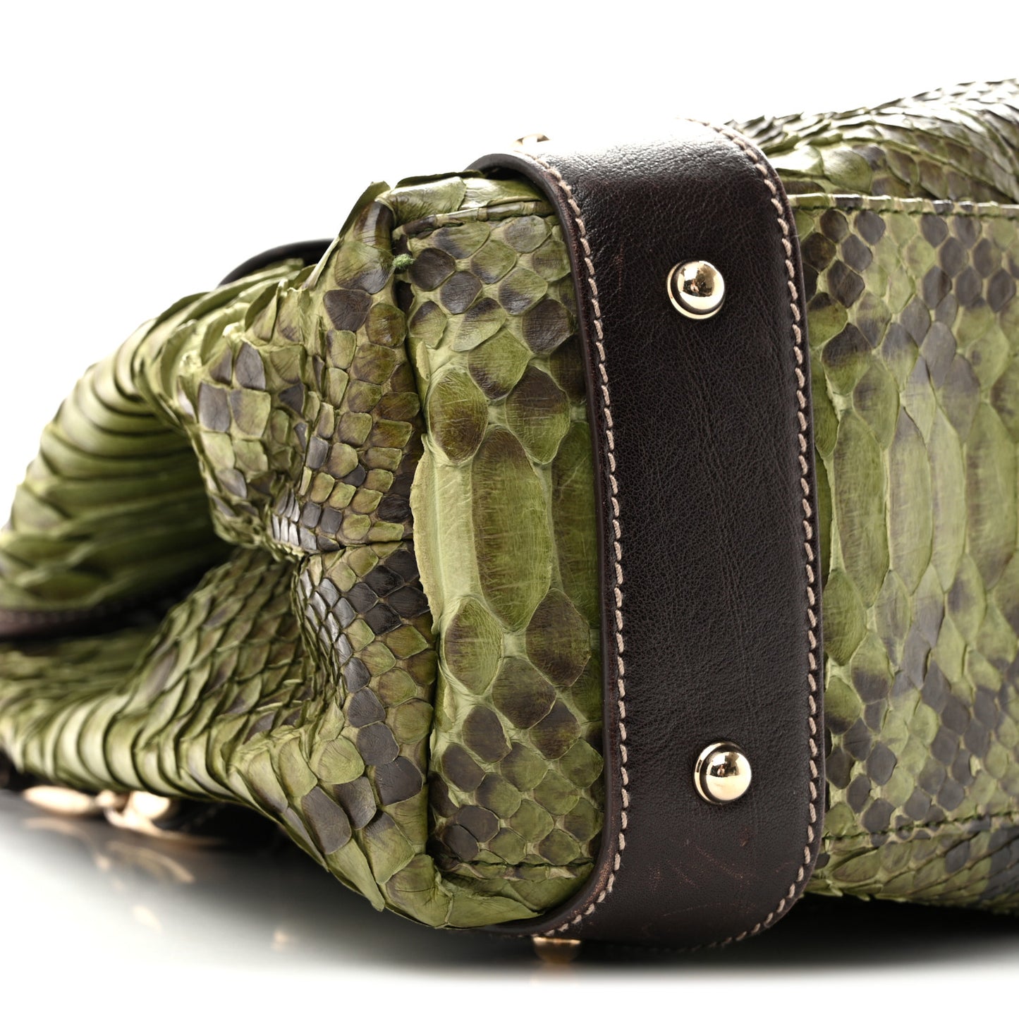 Snakeskin Medium Pelham Tote Green Brown