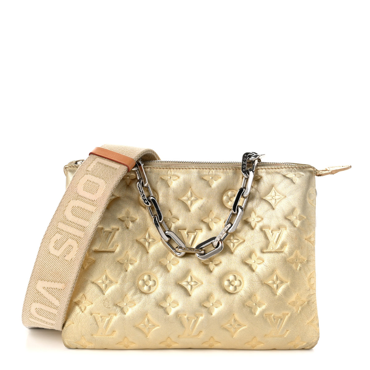 Lambskin Embossed Monogram Coussin PM Gold