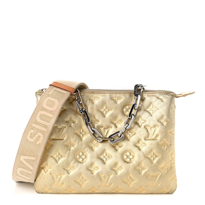 Louis Vuitton Lambskin Embossed Monogram Coussin PM Gold 1 of 10