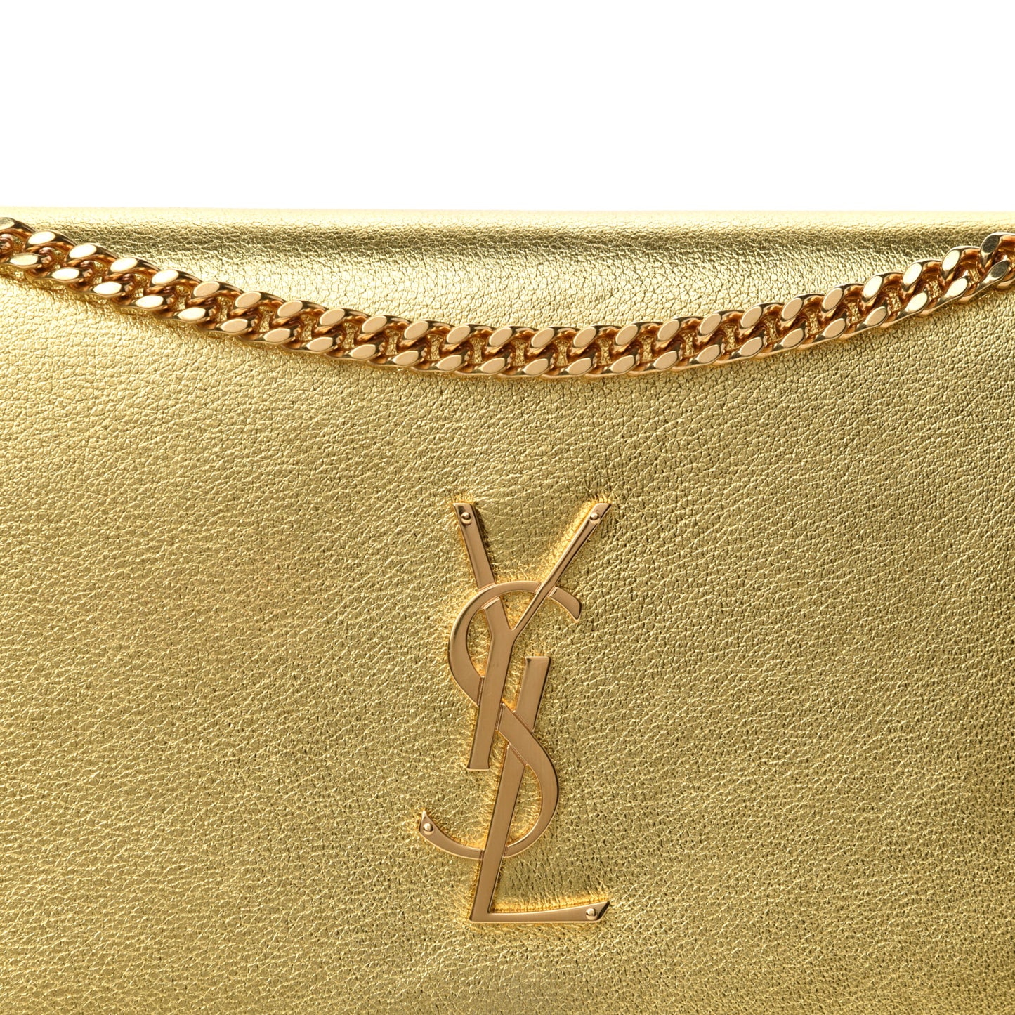Metallic Calfskin Monogram Chain Wallet Gold