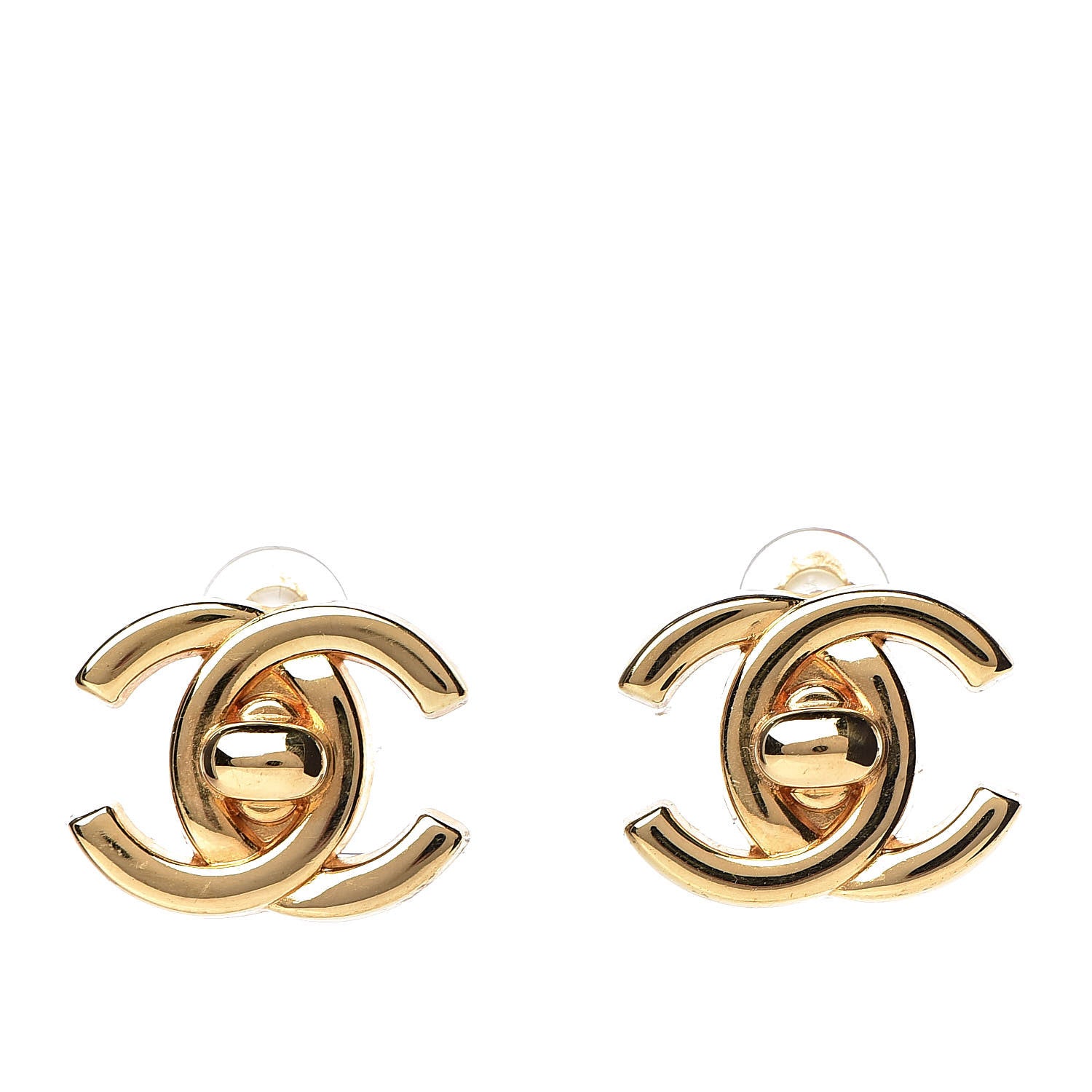 Chanel Metal CC Turnlock Clip On Earrings Gold 1 of 4