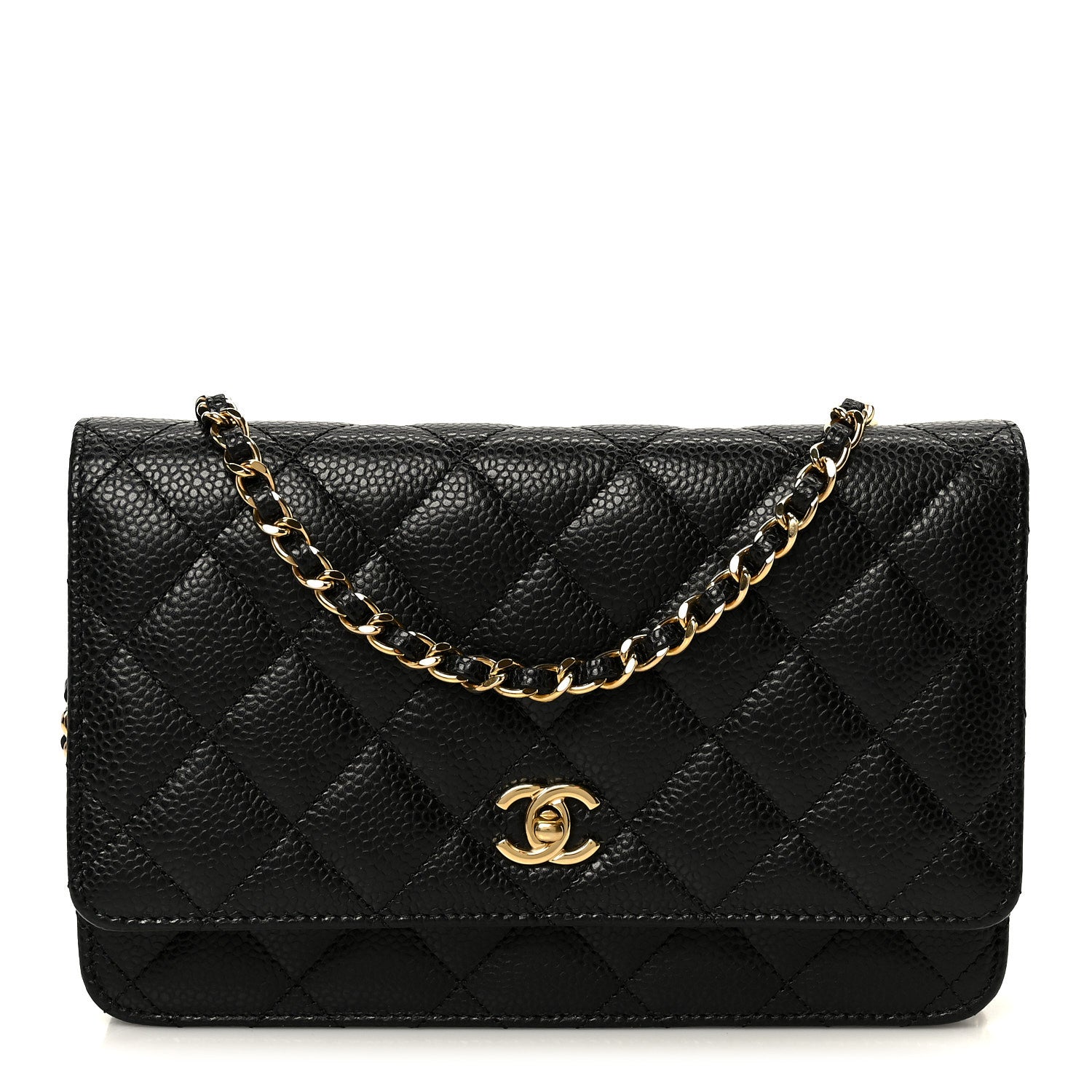 Chanel Caviar Quilted CC Turnlock Wallet On Chain WOC Black 1 of 12