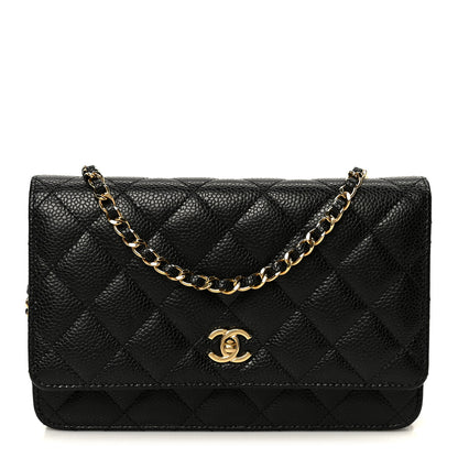 Chanel Caviar Quilted CC Turnlock Wallet On Chain WOC Black 1 of 12