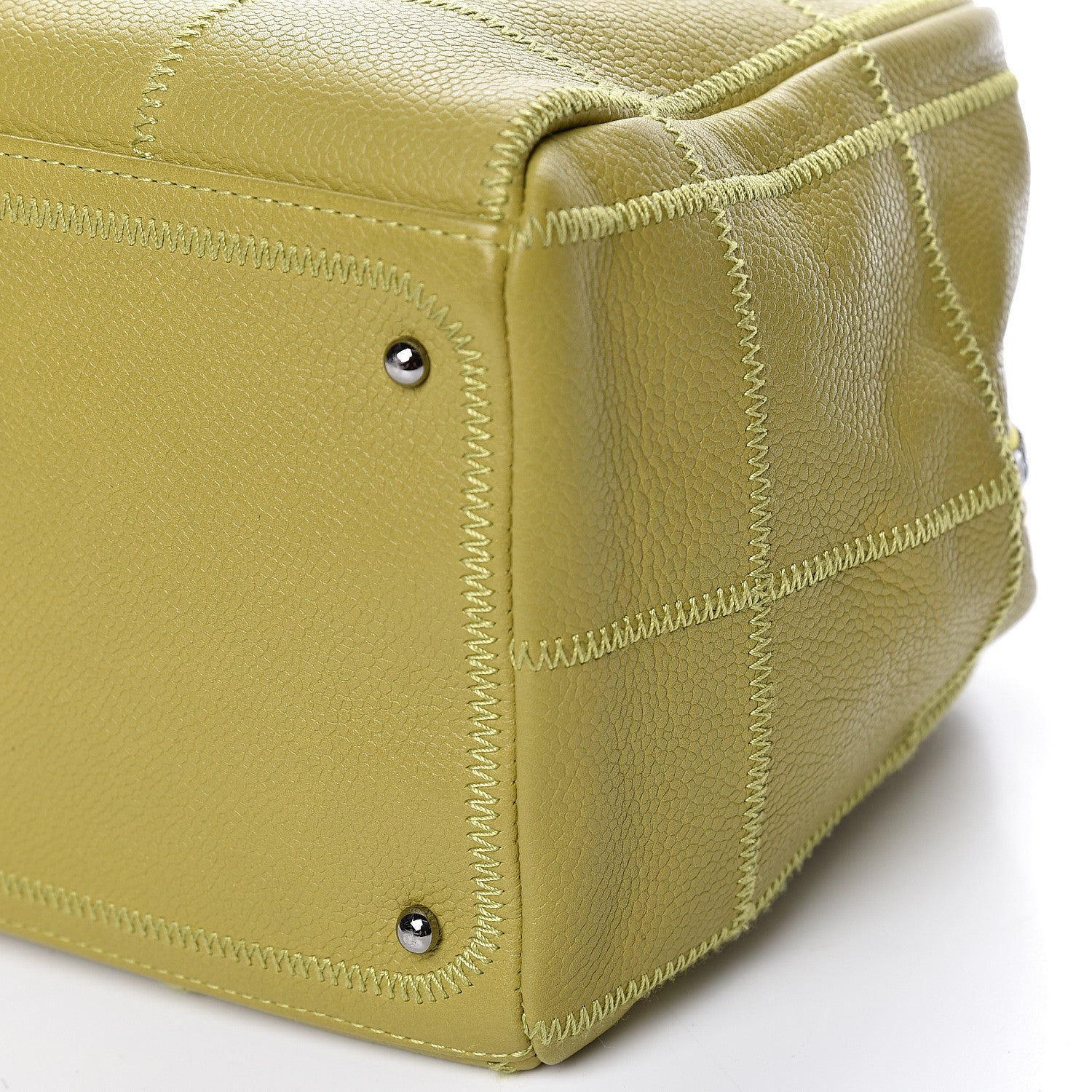 Chanel Caviar Square Stitched Tote Chartreuse 10 of 11