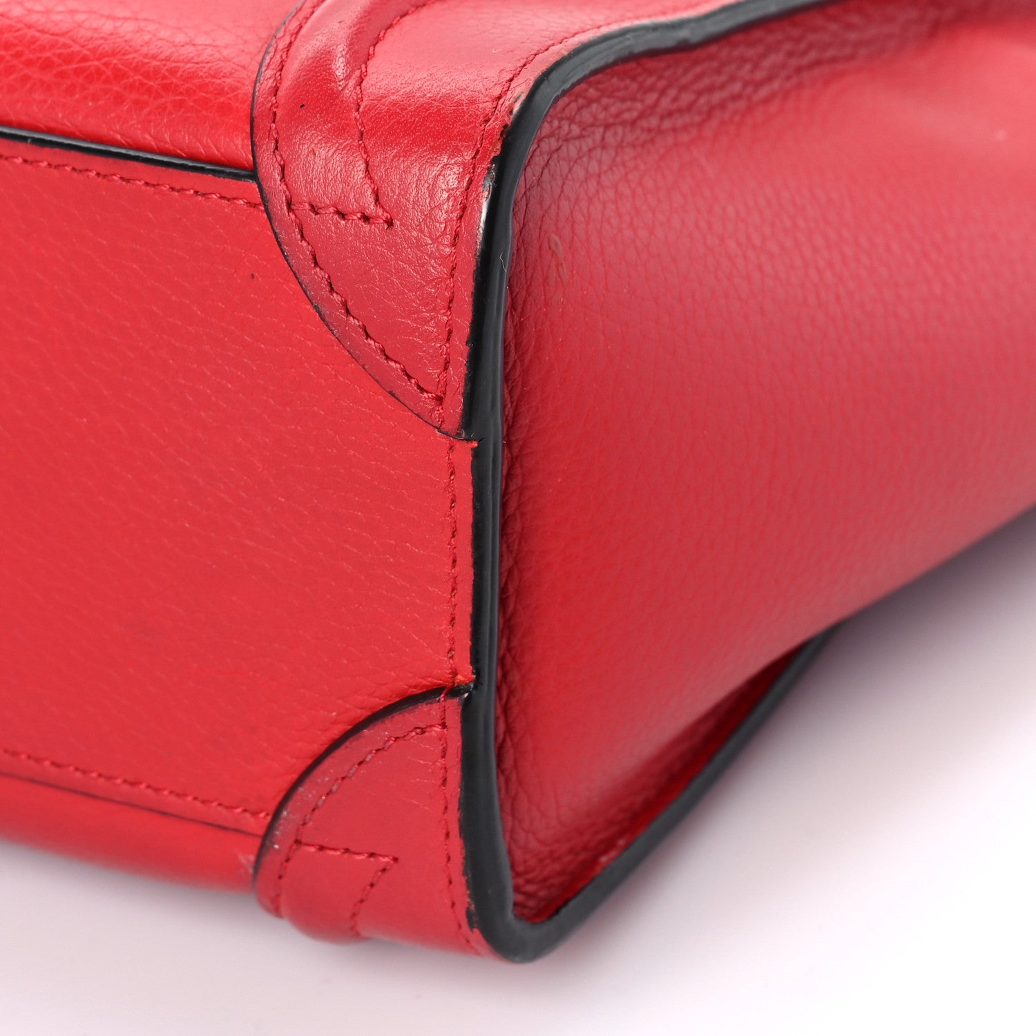 Celine Drummed Calfskin Nano Luggage Red 8 of 14