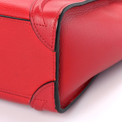 Celine Drummed Calfskin Nano Luggage Red 8 of 14