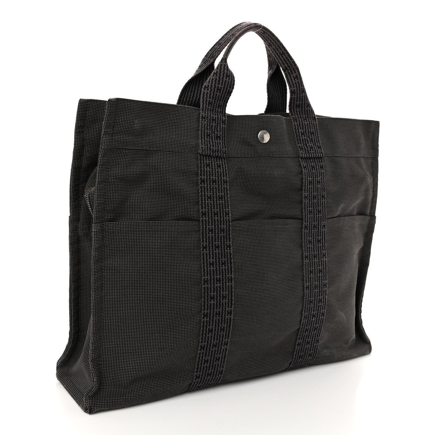 Hermes Toile Fourre Tout MM Grey Black 3 of 9