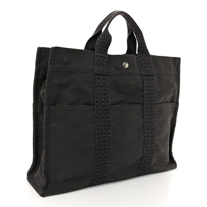 Hermes Toile Fourre Tout MM Grey Black 3 of 9