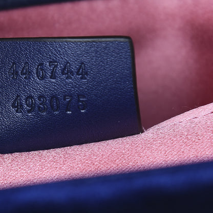 Gucci Velvet Matelasse Mini GG Marmont Shoulder Bag Cobalt Blue 8 of 9