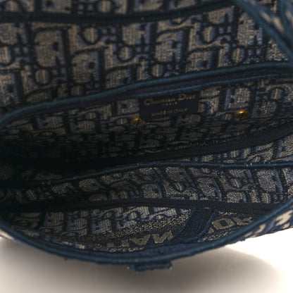 Christian Dior Oblique Embroidered Saddle Bag Blue 5 of 12