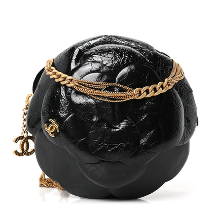 Chanel Patent Lambskin Camellia Bouquet Clutch With Chain Black 1 of 10