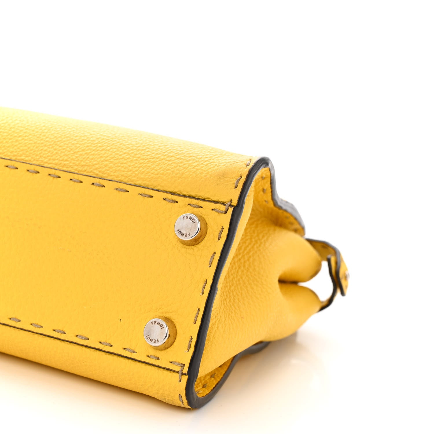 Fendi Cuoio Romano Selleria Mini Peekaboo Iconic Satchel Limone 11 of 14