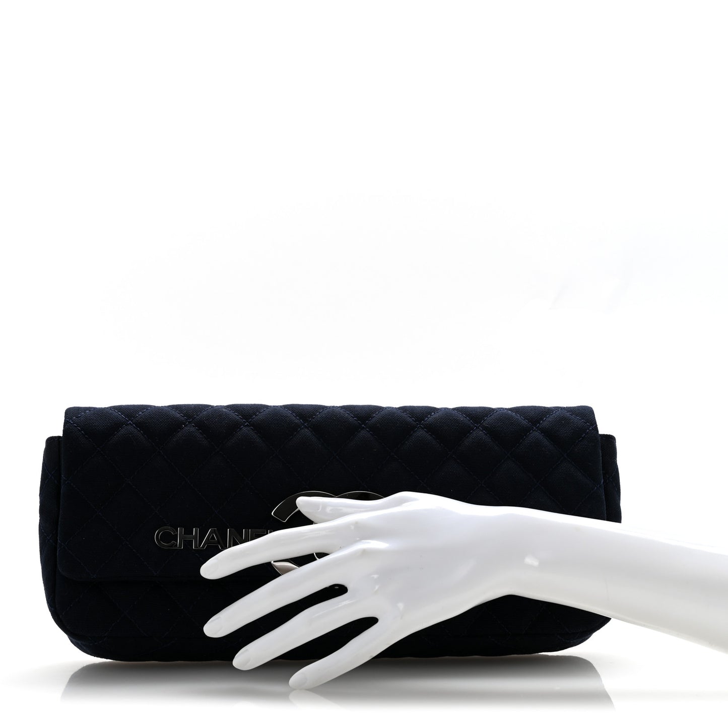 Canvas Quilted CC Cruise East West Flap Clutch Navy Blue