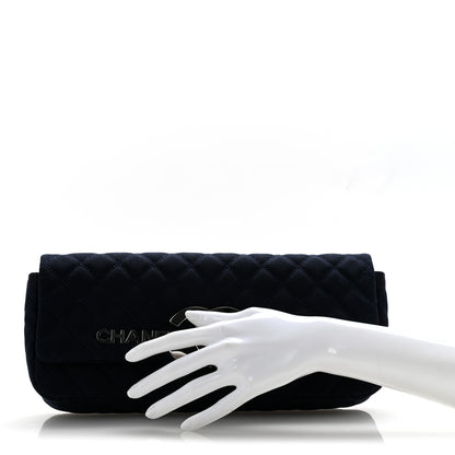 Chanel Canvas Quilted CC Cruise East West Flap Clutch Navy Blue 2 of 12