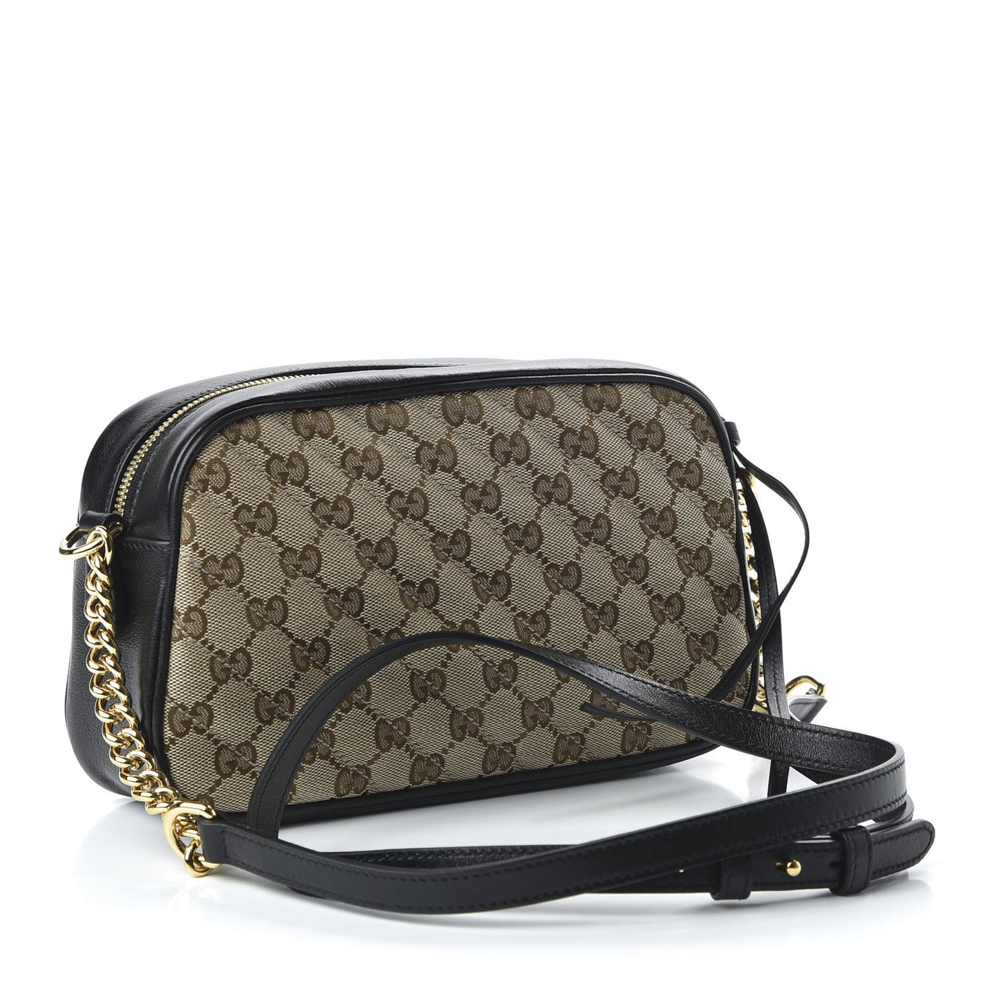 Monogram Matelasse Diagonal Small GG Marmont Chain Shoulder Bag Beige Black
