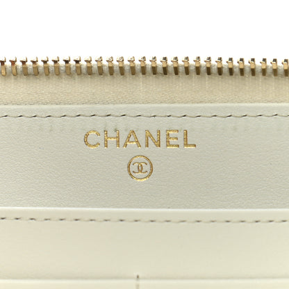 Chanel Shiny Goatskin Quilted 19 Long Zipped Around Wallet White 6 of 9
