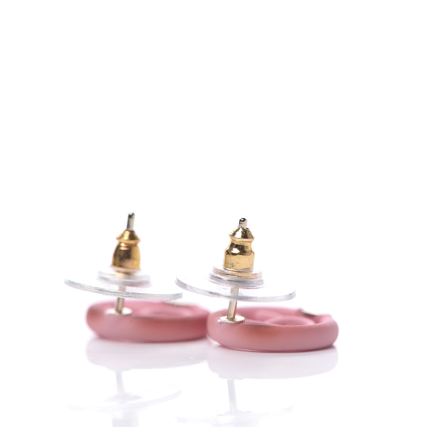 Chanel Rubber CC Earrings Pink 4 of 5