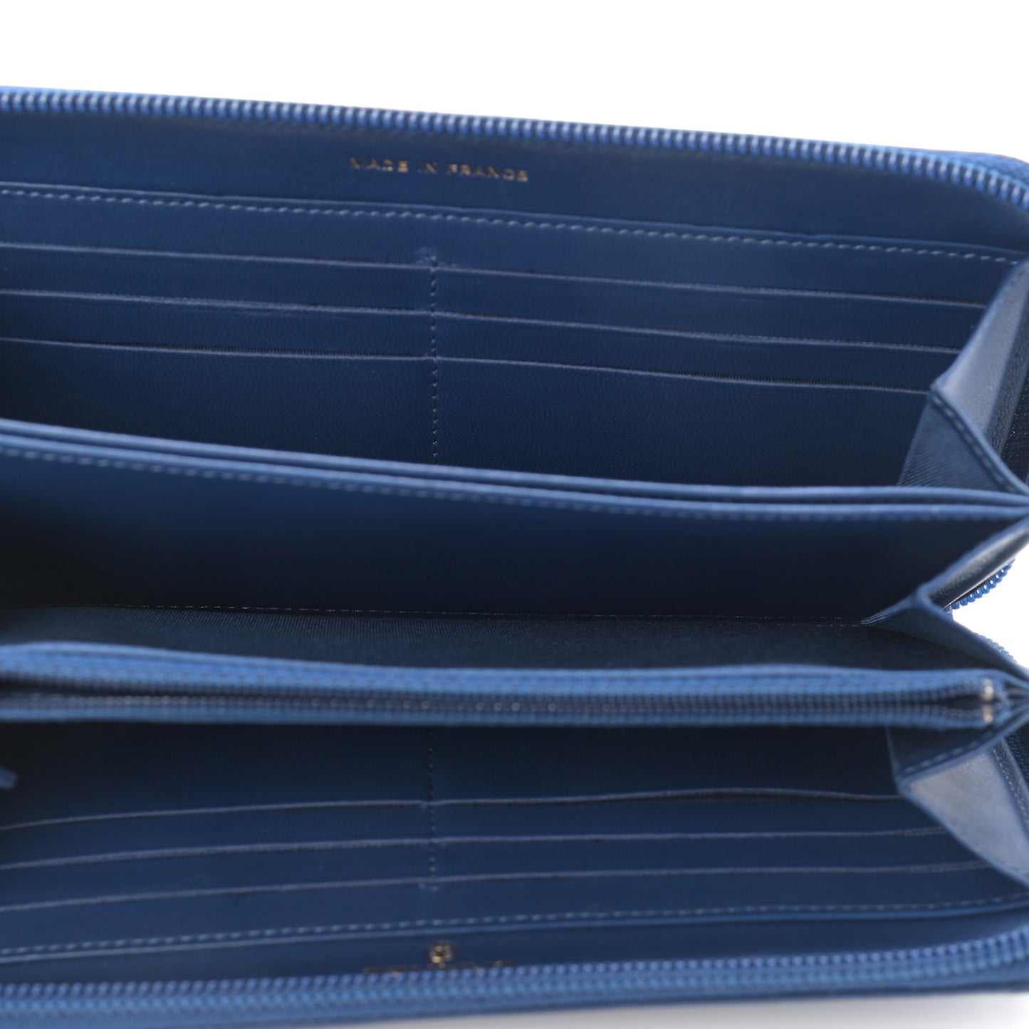 Lambskin Quilted Boy Zip Around Wallet Blue