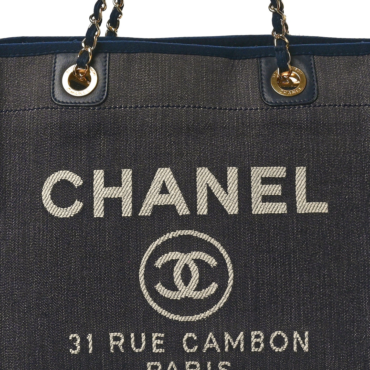 Lurex Canvas Small Deauville Tote Navy Blue Gold