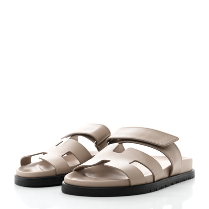 Hermes Calfskin Womens Chypre Sandals 36.5 Beige Mastic 3 of 9