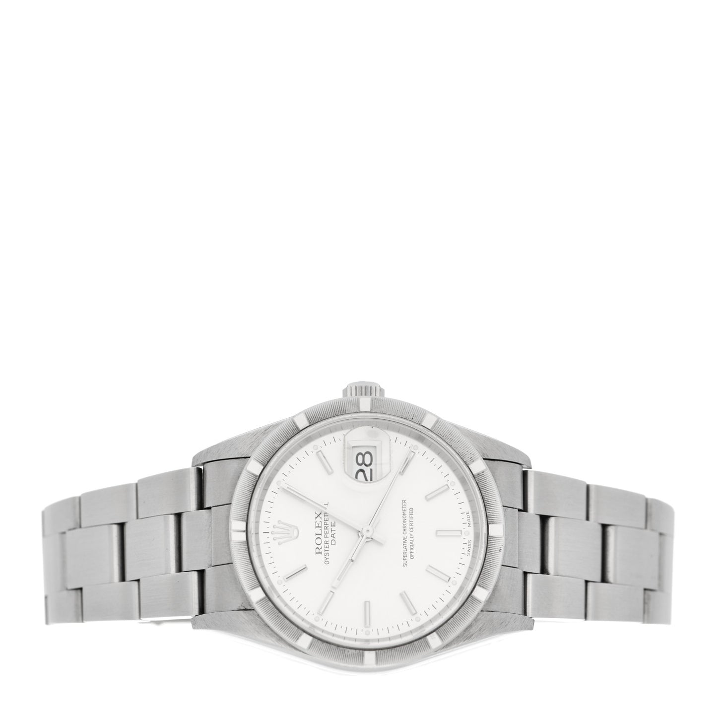 Stainless Steel 34mm Oyster Perpetual Date Watch Silver 15210