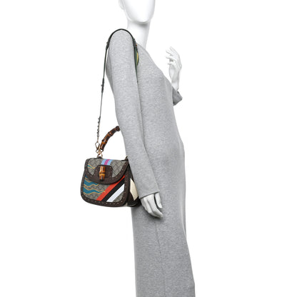 Gucci GG Supreme Monogram Studded Calfskin 100 Centennial Geometric Medium Bamboo 1947 Top Handle Bag Beige Ebony Multicolor 2 of 12