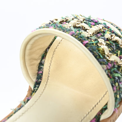 Chanel Tweed Cork Mule Sandal 39 White Multicolor 12 of 13