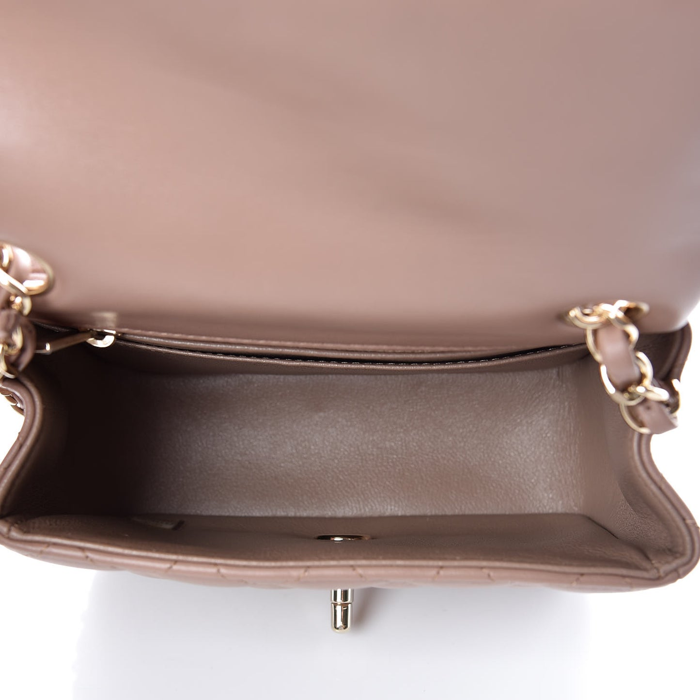 Lambskin Quilted Mini Square Flap Dark Beige