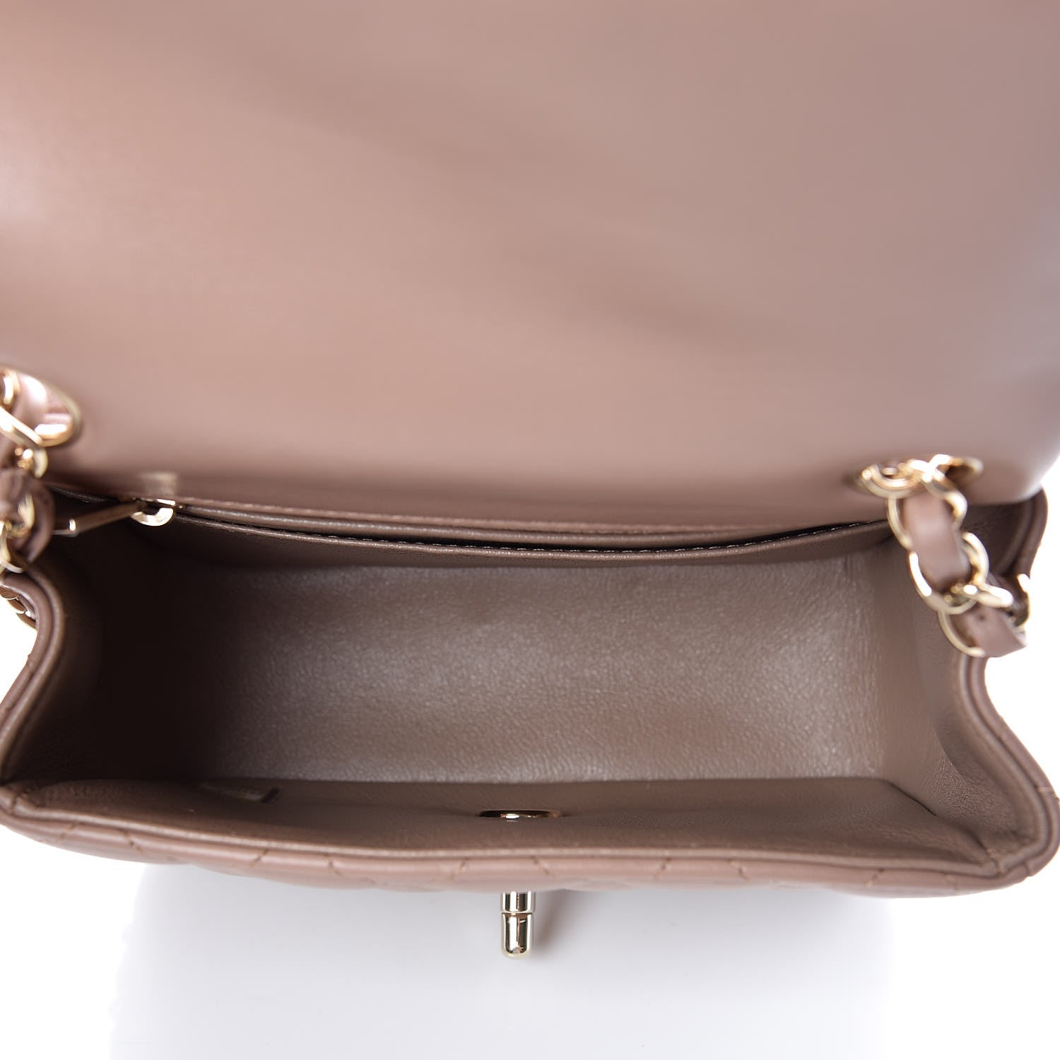Chanel Lambskin Quilted Mini Square Flap Dark Beige 5 of 9