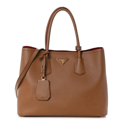 Prada Saffiano Cuir Medium Double Handle Bag Caramel Fuoco 1 of 14