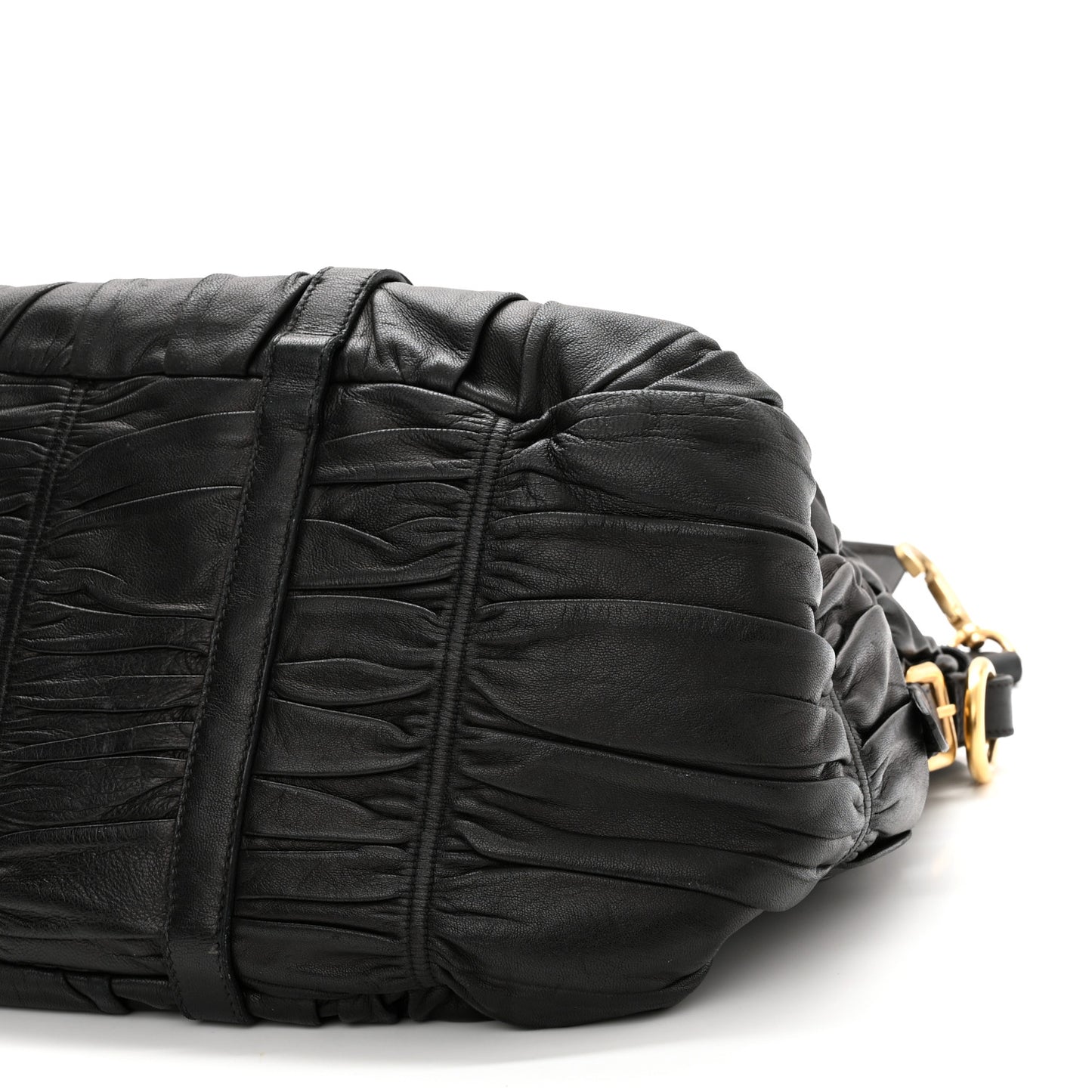Nappa Gaufre Buckle Shoulder Bag Black