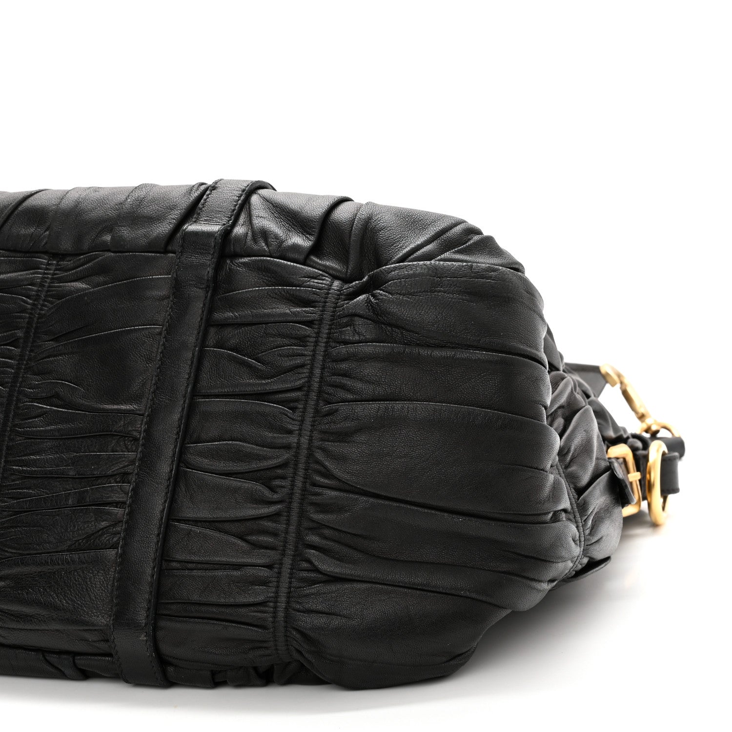 Prada Nappa Gaufre Buckle Shoulder Bag Black 9 of 15