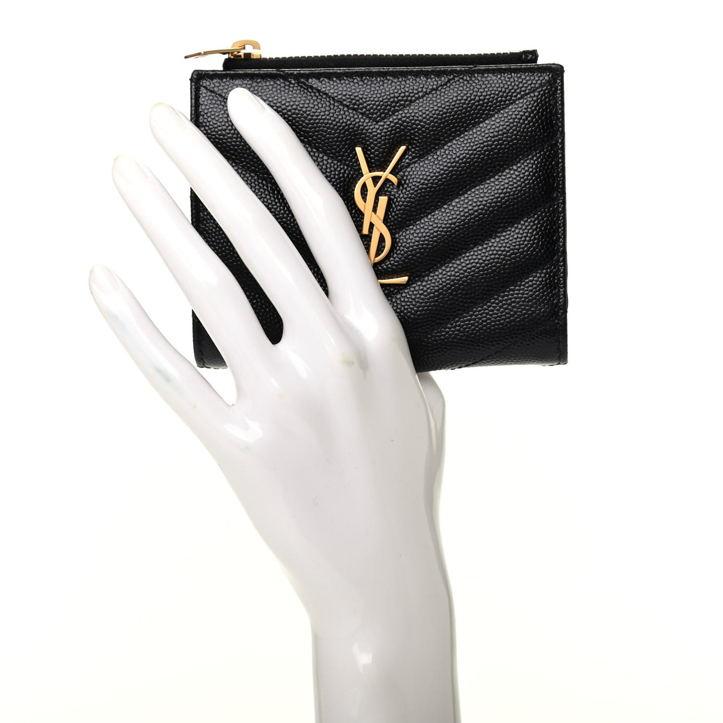 Grain De Poudre Matelasse Chevron Monogram Zipped Card Case Black