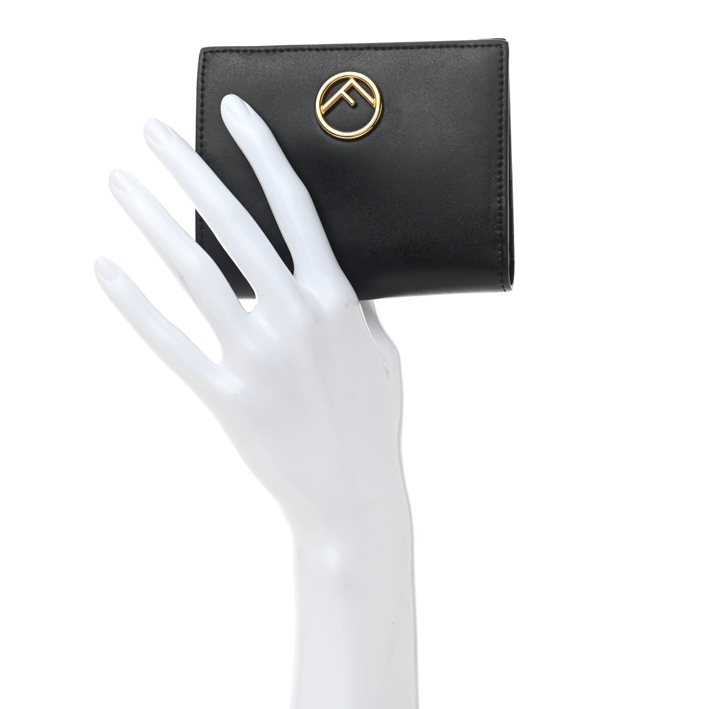 Vitello Liberty Lucido F is Fendi Compact Bi-Fold Wallet Black