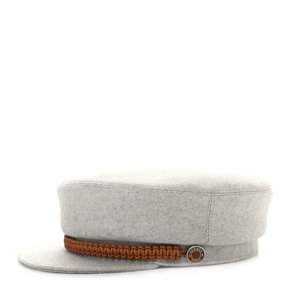 Hermes Cashmere Swift Womens Deauville Cap 59 Gris Flanelle Gold 1 of 9