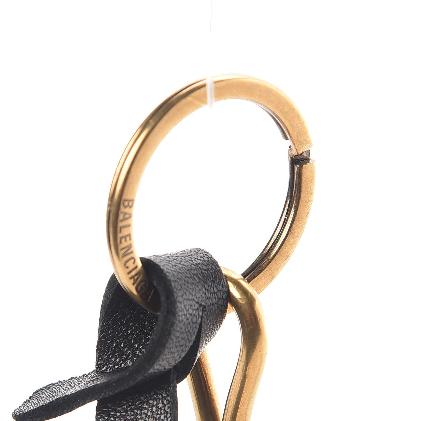 Calfskin Hotel Diamond Key Ring Black