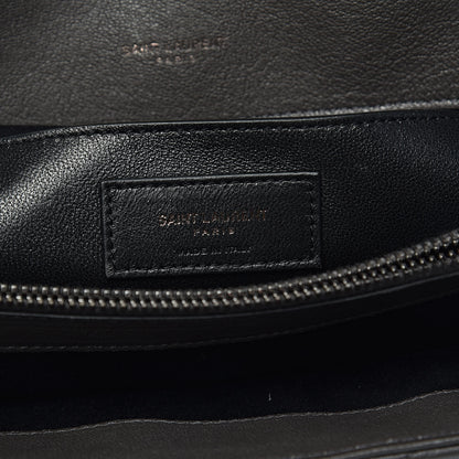 Saint Laurent Sheepskin Matelasse Chevron Monogram Large College Satchel Dark Anthracite 7 of 12