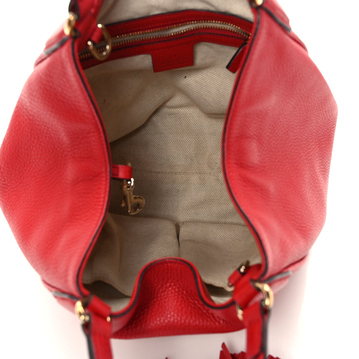Pebbled Calfskin Small Soho Shoulder Bag Red