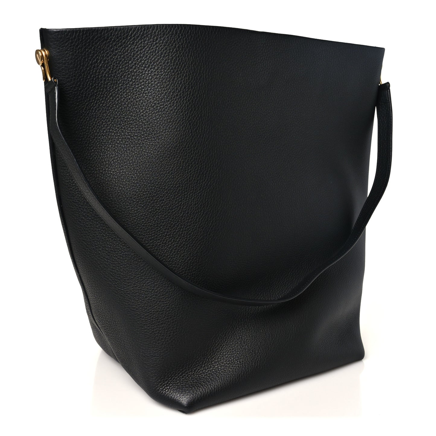Grained Calfskin Large N/S Hook Tote Black