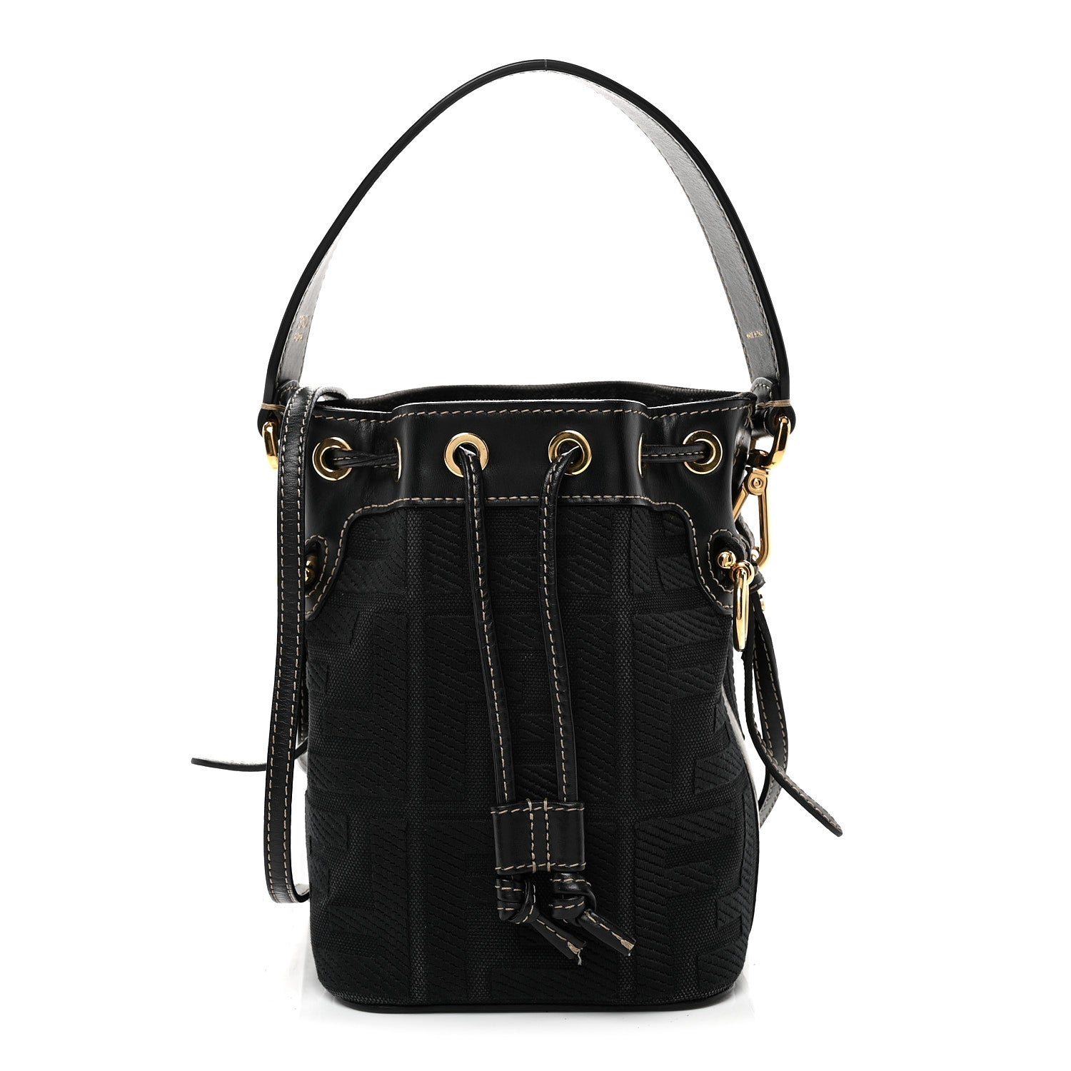 Fendi Canvas Vitello King F is Fendi FF Embroidered Mini Mon Tresor Bucket Bag Black 1 of 9
