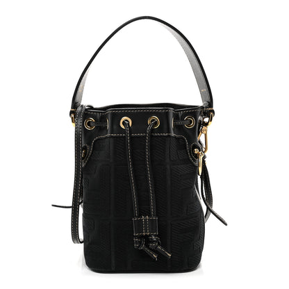 Fendi Canvas Vitello King F is Fendi FF Embroidered Mini Mon Tresor Bucket Bag Black 1 of 9