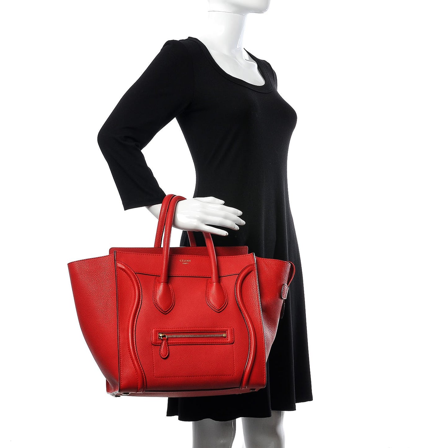 Drummed Calfskin Mini Luggage Coquelicot