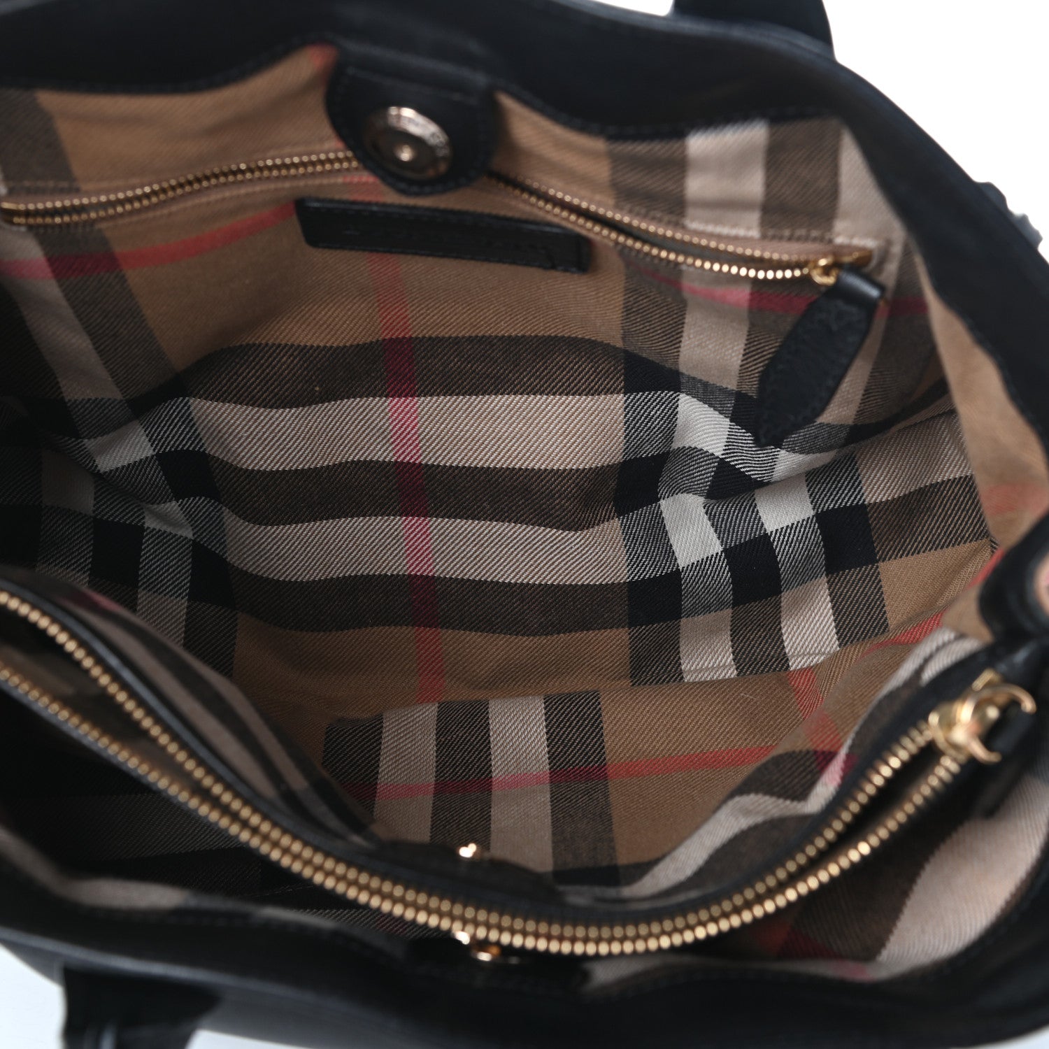 Burberry Grainy Calfskin House Check Medium Banner Tote Black 5 of 10