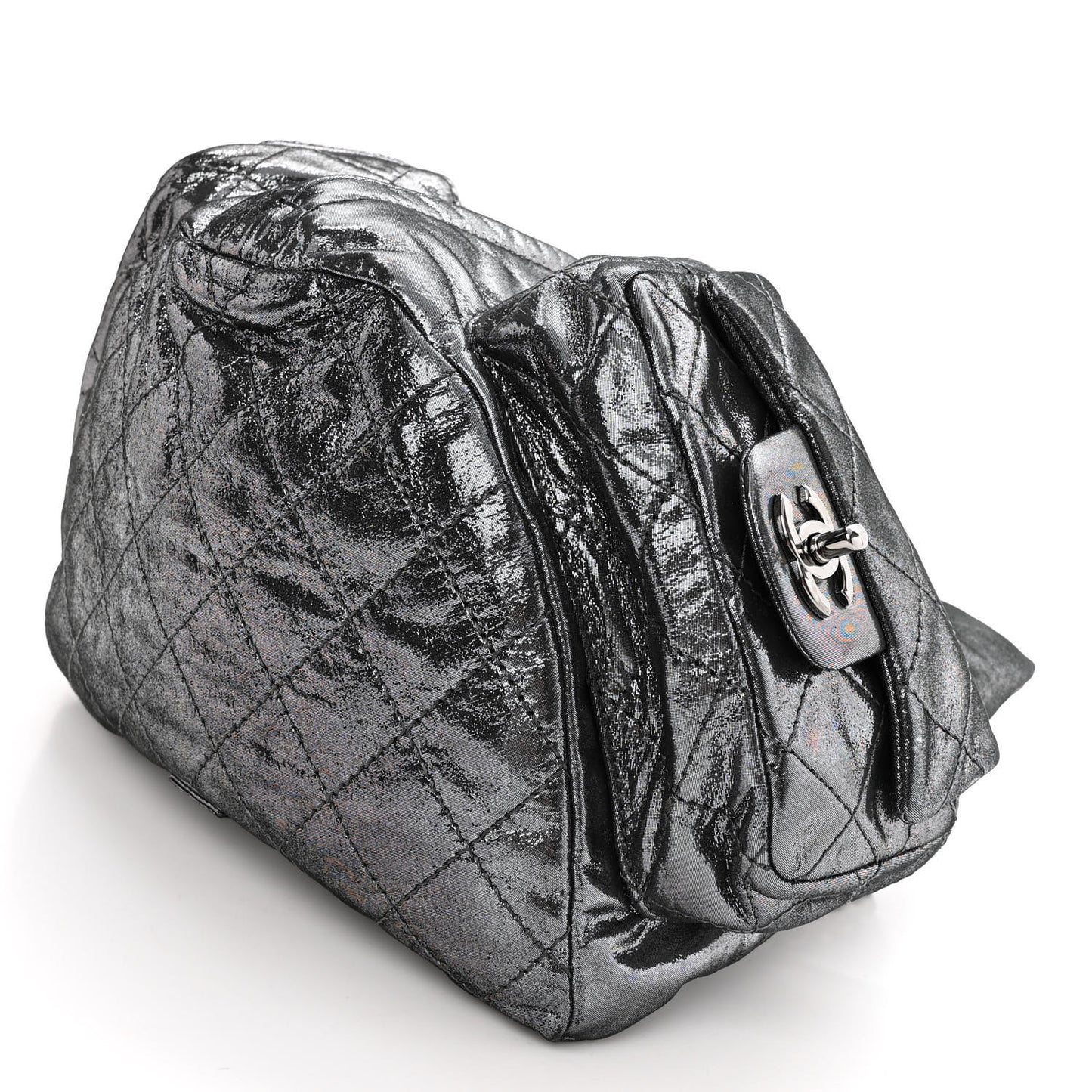 Iridescent Calfskin Backpack Is Back Dark Grey
