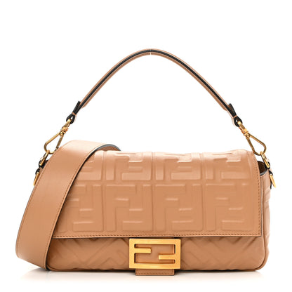 Fendi Nappa FF 1974 Embossed Baguette Miele Scuro 1 of 12