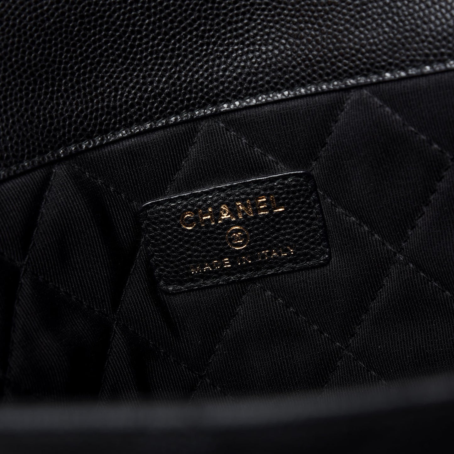 Caviar Quilted Large Golden Class Pouch Black