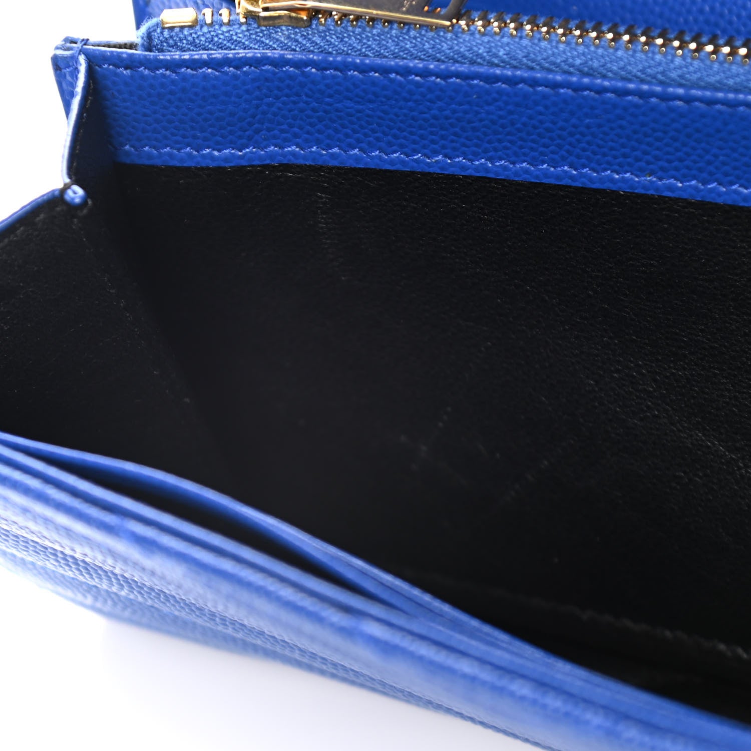 Saint Laurent Grain De Poudre Matelasse Chevron Monogram Flap Wallet Royal Blue 12 of 12