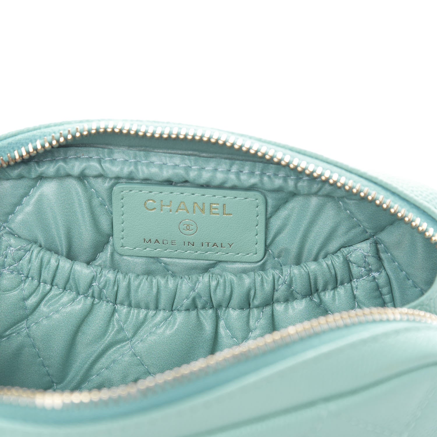 Chanel Caviar Quilted Small Curvy Pouch Cosmetic Case Light Blue 6 of 7