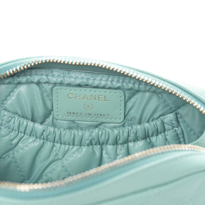 Chanel Caviar Quilted Small Curvy Pouch Cosmetic Case Light Blue 6 of 7